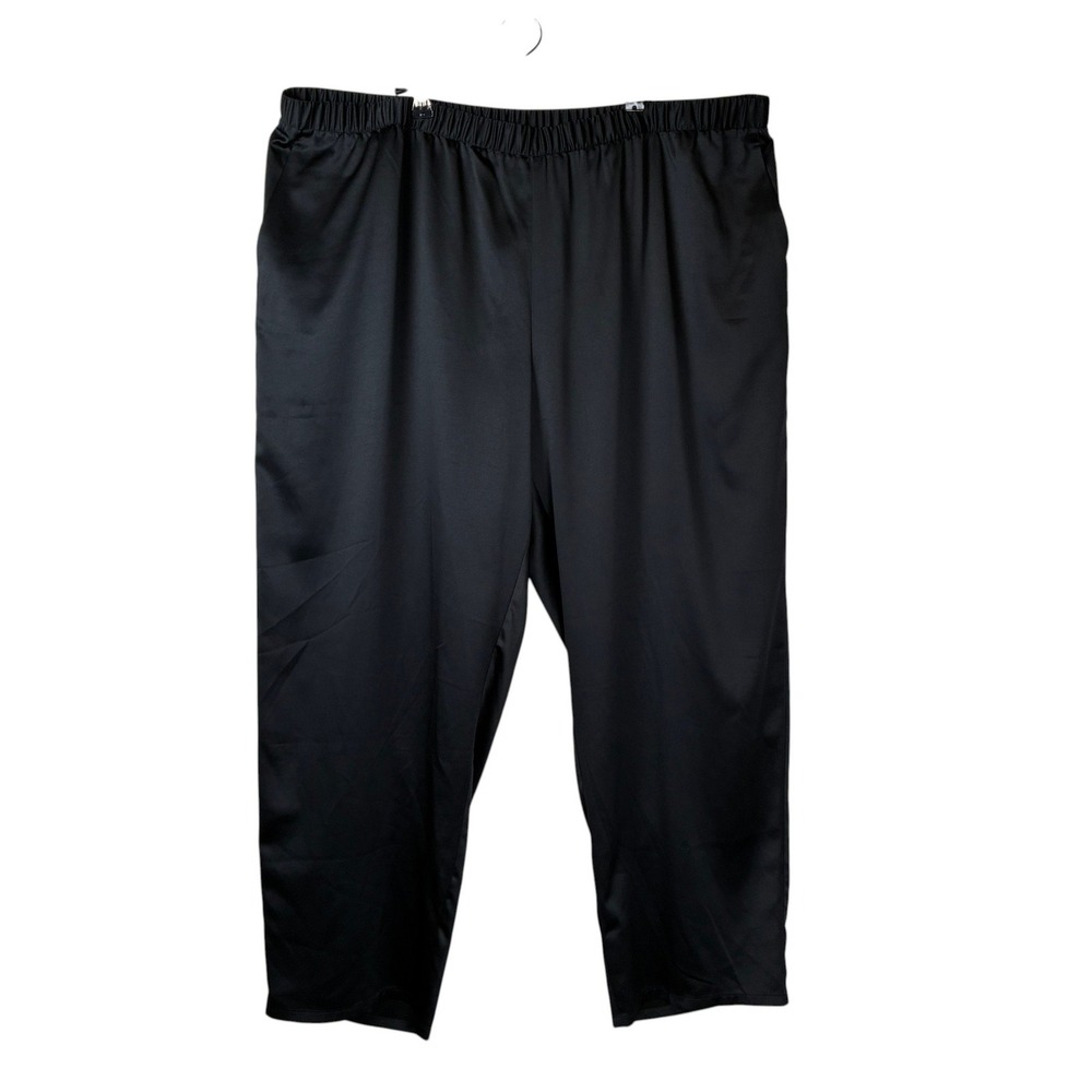 Eileen Fisher Womens Satin Pull On Straight Leg Pant Size 3X Black Minimalist